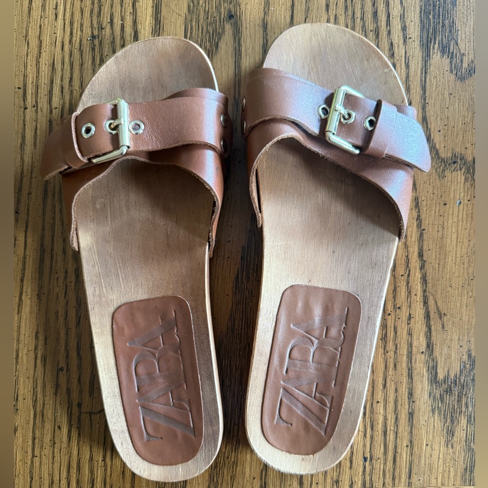 Zara Brown Leather Sandals